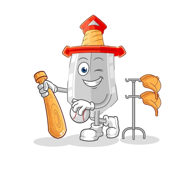 Sword playing baseball mascot cartoon vector