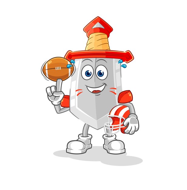 sword playing rugby character cartoon mascot vector