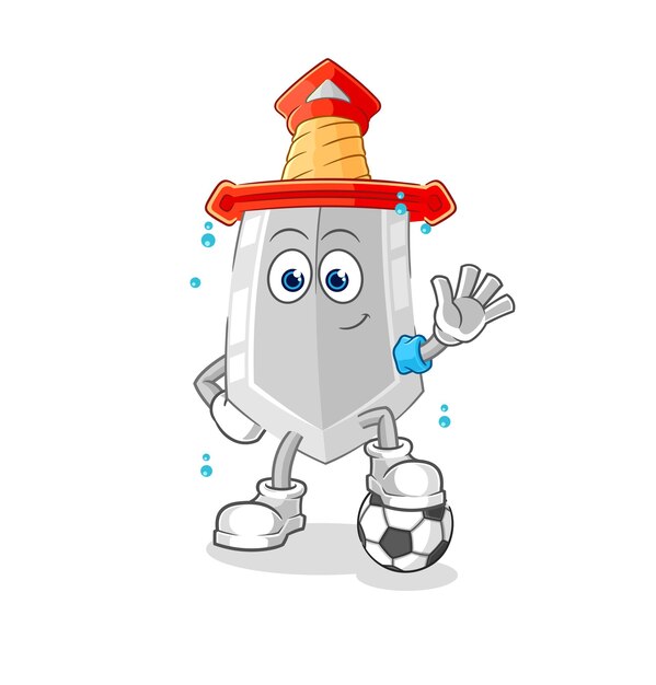 Sword playing soccer illustration character vector