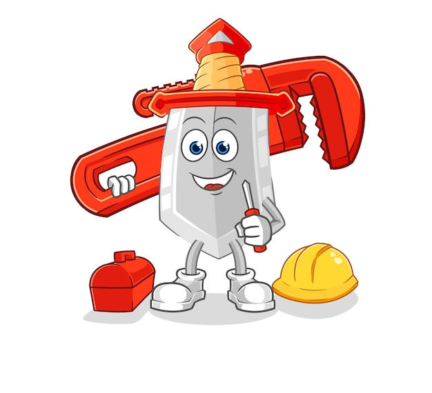 Sword plumber cartoon cartoon mascot vector