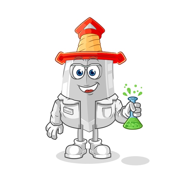 Sword scientist character cartoon mascot vector