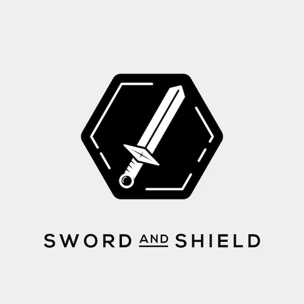 Sword and Shield Abstract Vector Logo Template or Icon Isolated