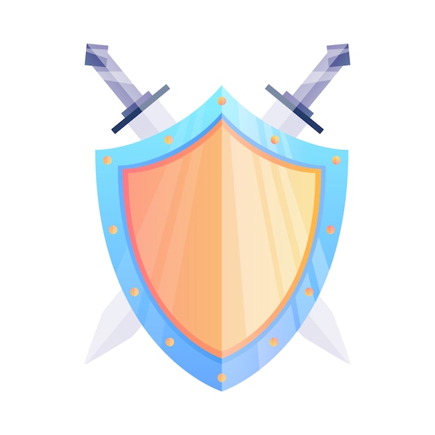 Vector sword shield icon.