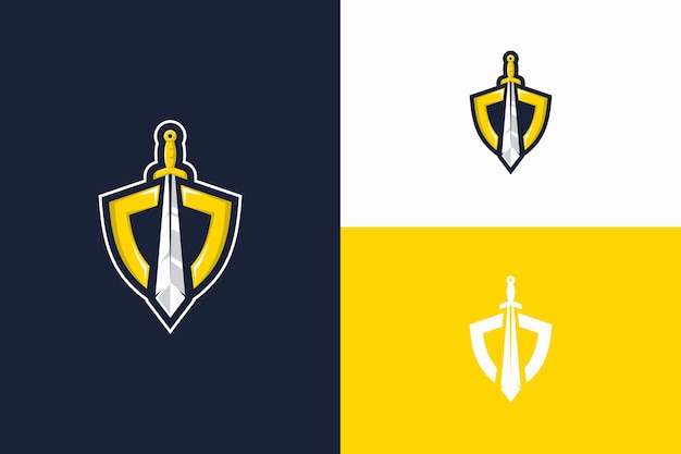 sword and shield illustration logo design