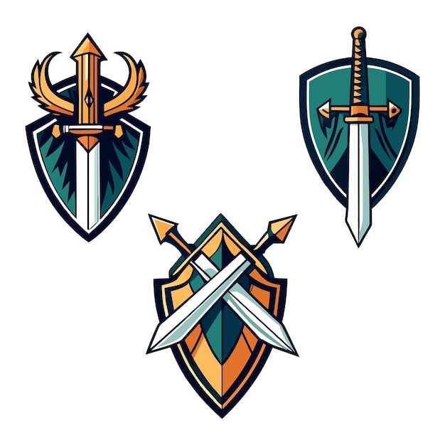 Vector sword and shield logo vector