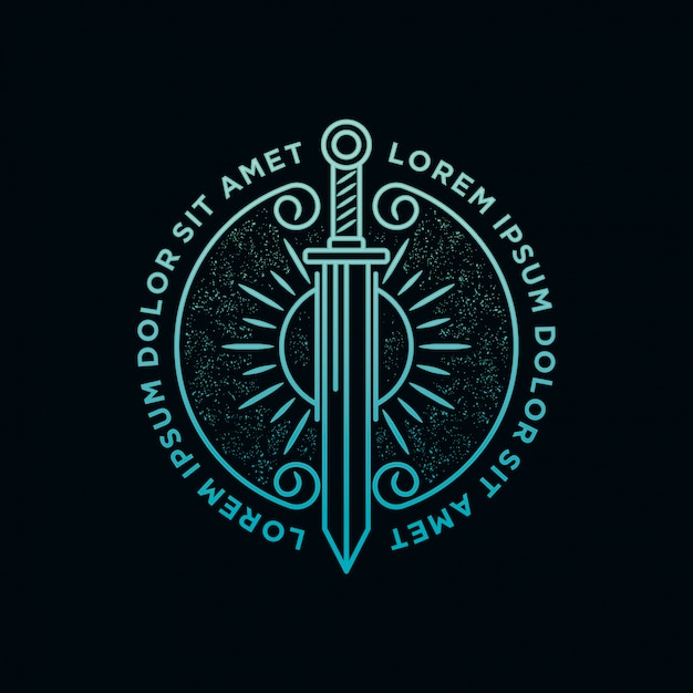 Vector sword and sun light logo