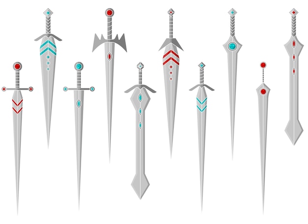 Иллюстрация векторного дизайна меча на белом фоне