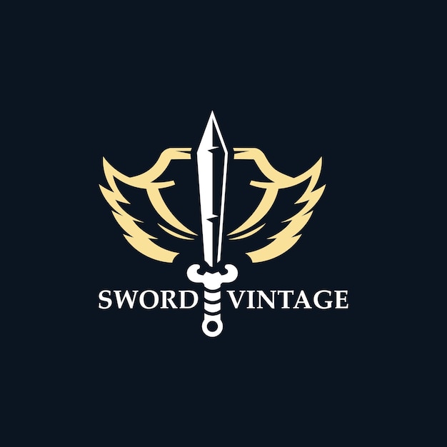 Sword vintage logo design illustration sword element can be used as logotype icon template coat of arms concept