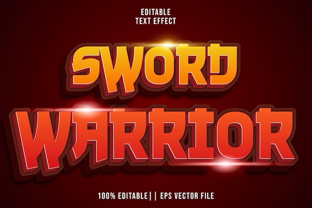Sword Warrior Editable Text Effect 3D Modern Style