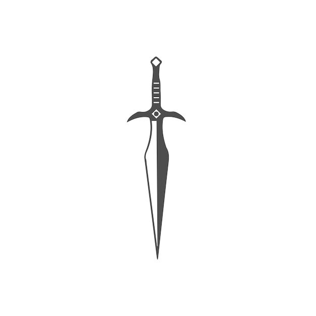 Disegno dell'illustrazione del modello di logo vettoriale dell'arma della spada