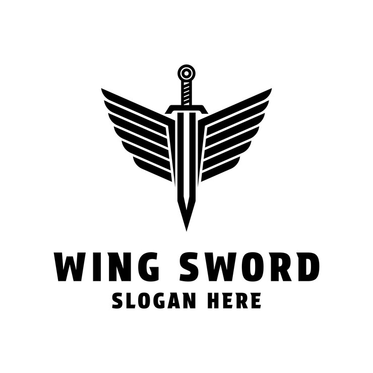 Vector sword wing logo design vintage retro style