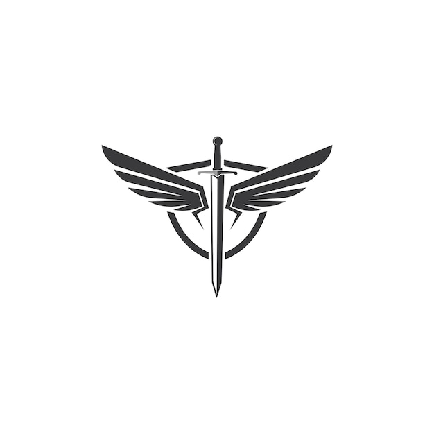 剣の翼のロゴアイコンベクトルイラストデザインテンプレート