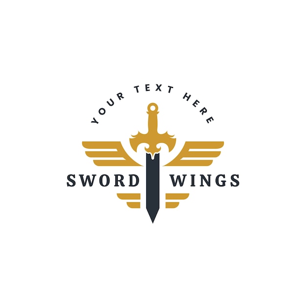 sword wings logo template design