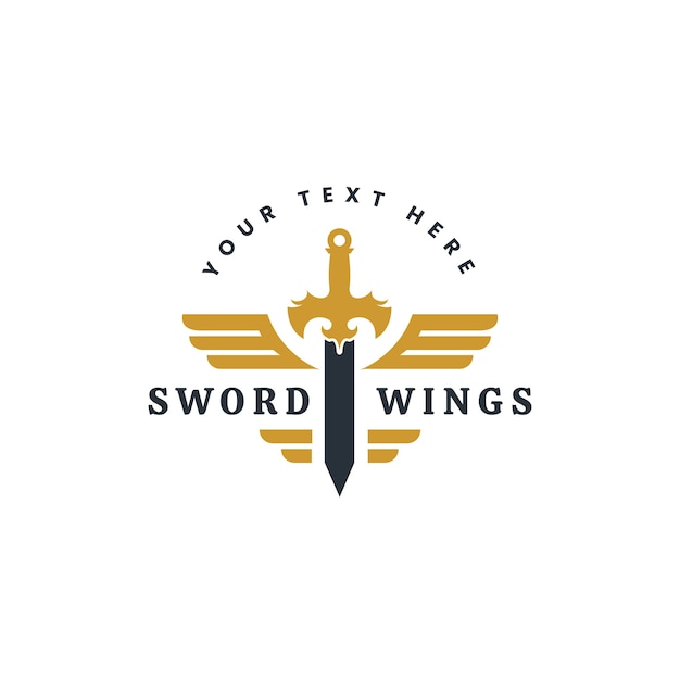 Sword wings logo template design