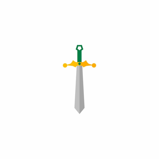 Vector a sword with a green handle and a green sword with the letter g on it.