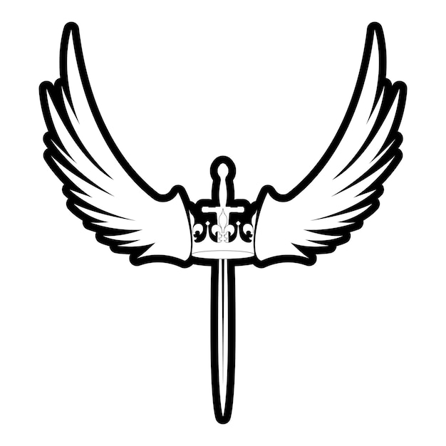 Immagine vettoriale di spada con ali e re