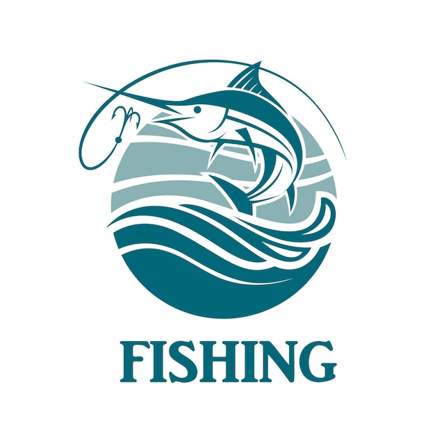 swordfish fishing emblem