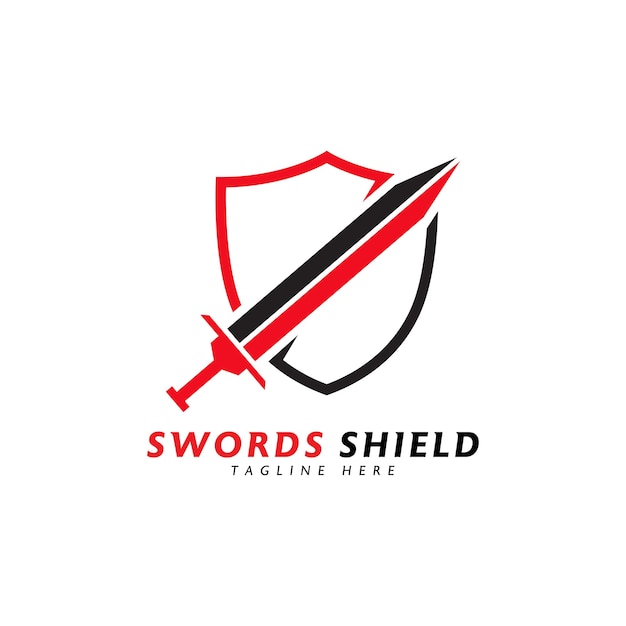 swords logo design concept template swords and shield armor logo