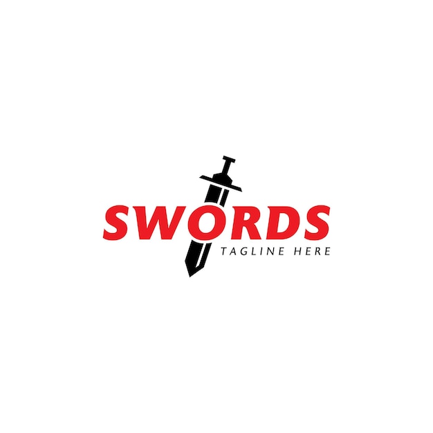 Vector swords logo design lettering concept vector template