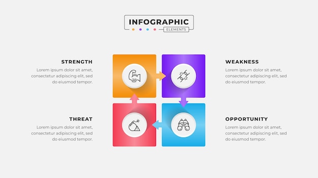Swot-analyse-infografische sjabloon met iconen