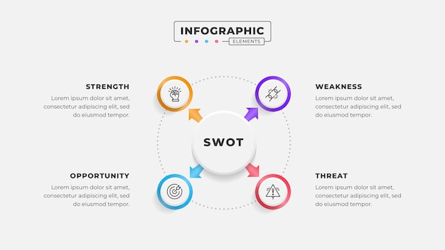 Swot-analyse-infografische sjabloon met iconen