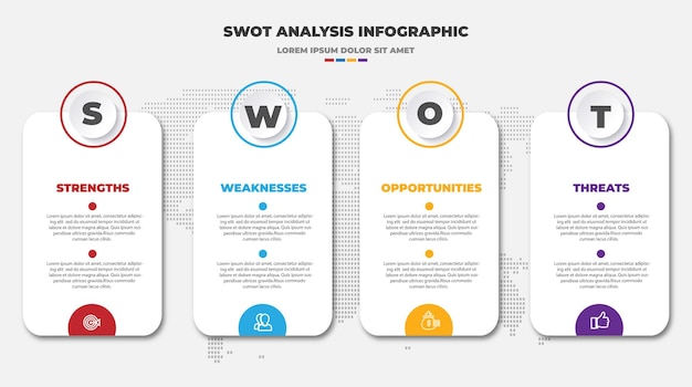 Swot-анализ стратегического планирования бизнес-инфографики шаблон