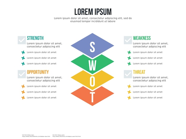 Swot infographic element en presentatiesjabloon