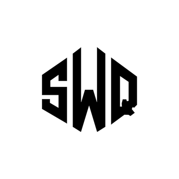 다각형 모양의 SWQ 글자 로고 디자인 (SWQ 다각형 및 큐브 모양 로고 디자인) SWQ 육각형 터 로고 템플릿 (백색과 검은색) SWQ 모노그램 비즈니스 및 부동산 로고