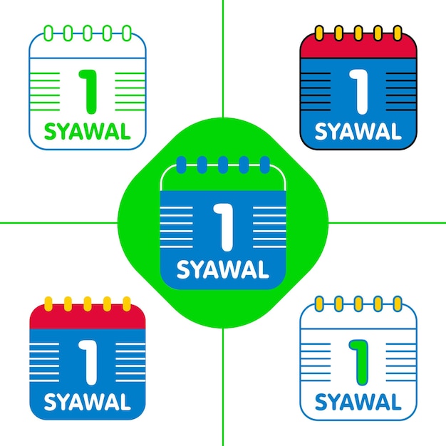 평면 디자인 스타일의 Syawal 달력