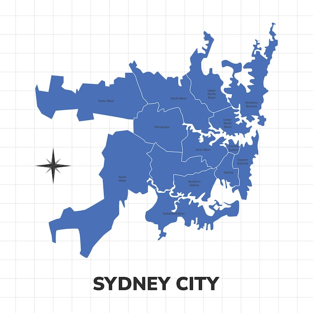 Sydney City map illustration Map of the city in Australia