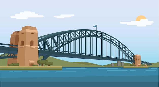 Vector sydney harbour bridge australia famous landmark illustration vector