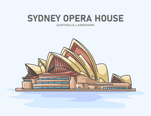 Illustrazione minimalista del punto di riferimento australiano del teatro dell'opera di sydney