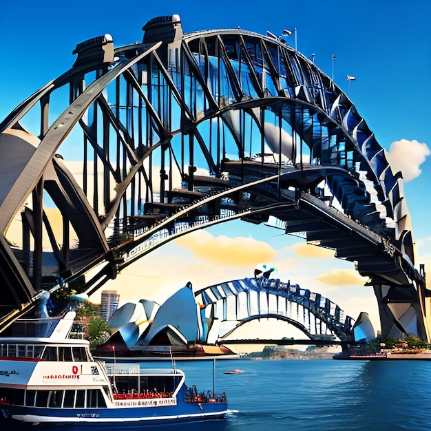 Vector sydney opera house naast de sydney howrah-brug