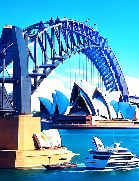 Sydney opera house naast de sydney howrah-brug