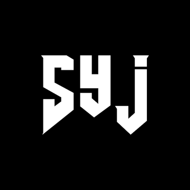 ロゴデザイン 黒と白の色合い SYJ ロゴ SYJ ベクトル SYJ アイコン SYJ アルファベット SYJ タイポグラフィー ロゴデザイン