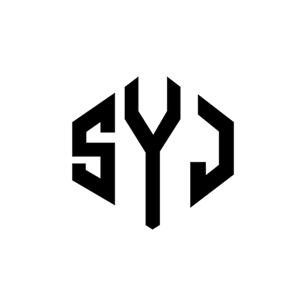 SYJ letter logo ontwerp met veelhoek vorm SYJ veelhoek en kubus vorm logo ontwerp SYJ zeshoek vector logo sjabloon witte en zwarte kleuren SYJ monogram bedrijf en vastgoed logo