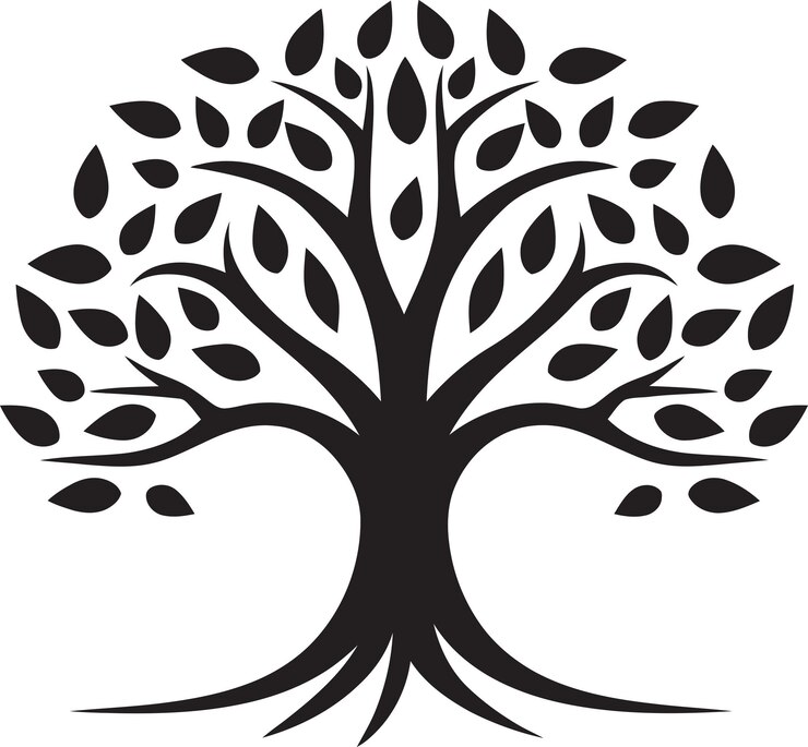 Sylvan Splendor Tree Iconic Image Вечный рост Дерева Векторная икона