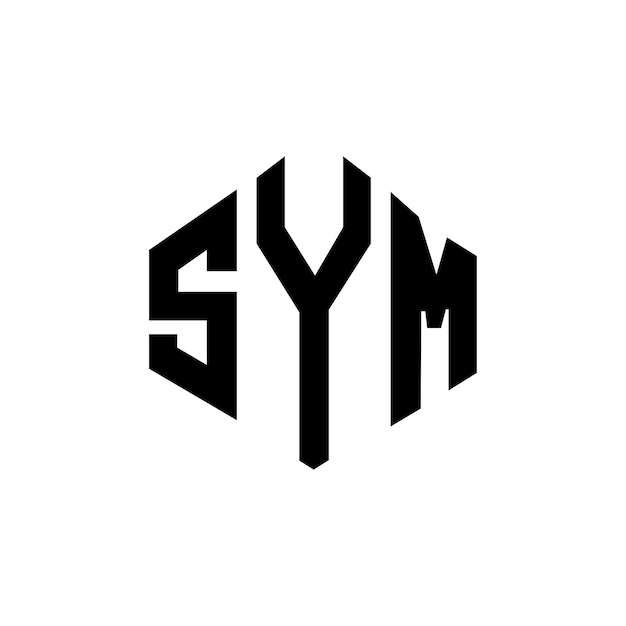 Design del logo a lettere sym con forma di poligono sym poligono e forma di cubo design del logo sym esagono vettoriale modello del logo colori bianco e nero sym monogramma business e logo immobiliare