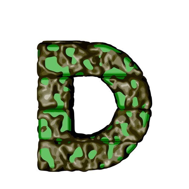 Symbol 3d in green camouflage letter d