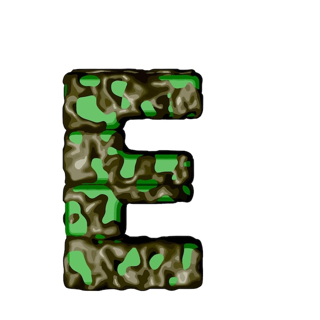 Vector symbol 3d in green camouflage letter e