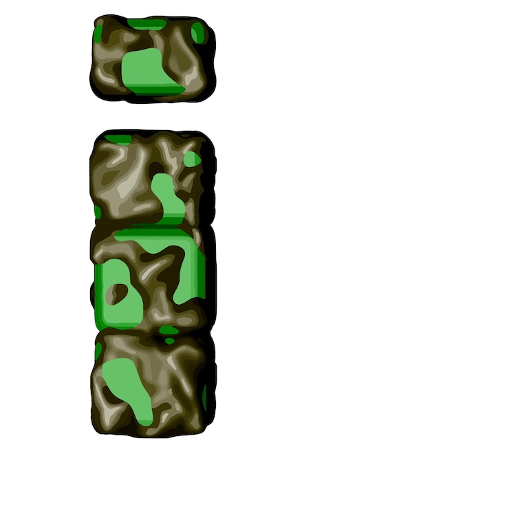 Vector symbol 3d in green camouflage letter i