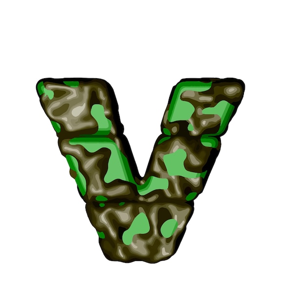 Simbolo 3d in verde mimetico lettera v