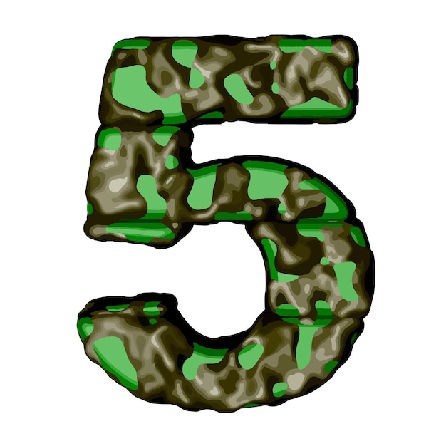 Vector symbol 3d in green camouflage number 5