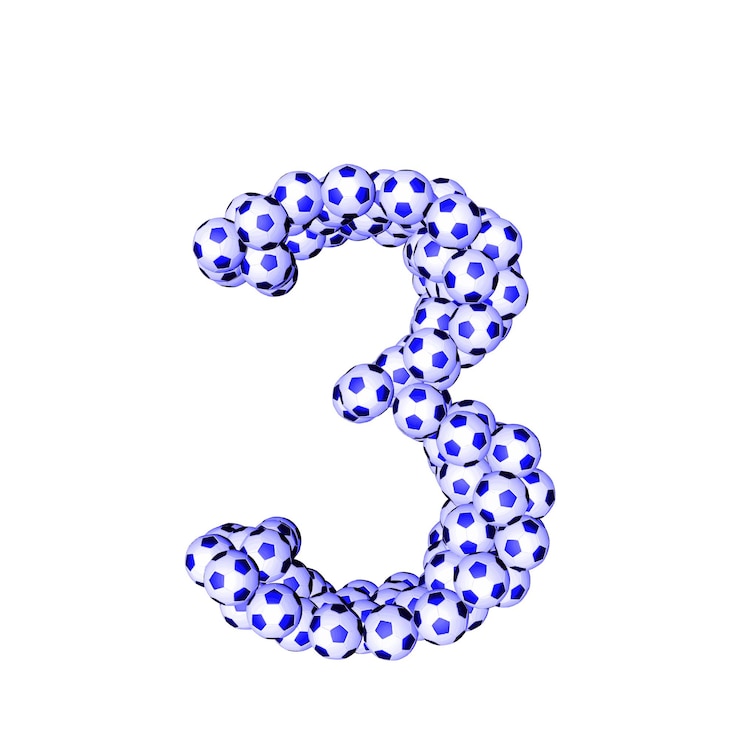 Vector symbol 3d made from soccer balls number 3
