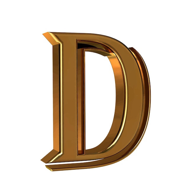 Symbol 3d made of gold letter d