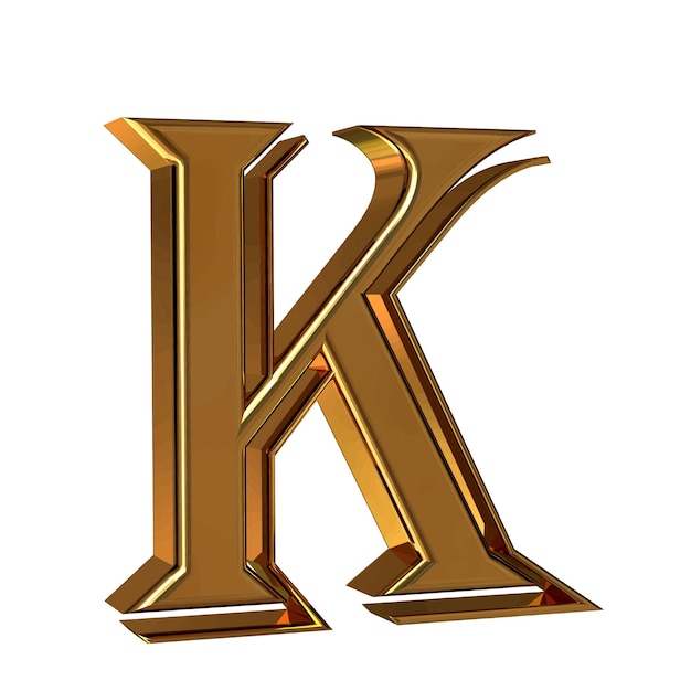 Vector symbol 3d made of gold letter k