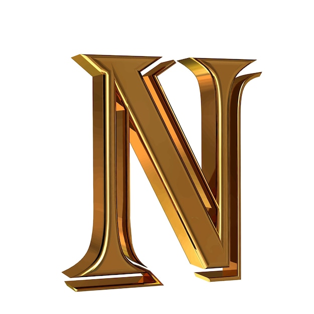 Vector symbol 3d made of gold letter n