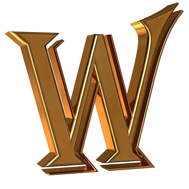 Symbol 3d made of gold letter w