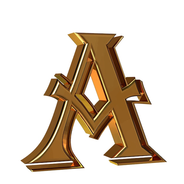 Vector symbol 3d made of gold letter a