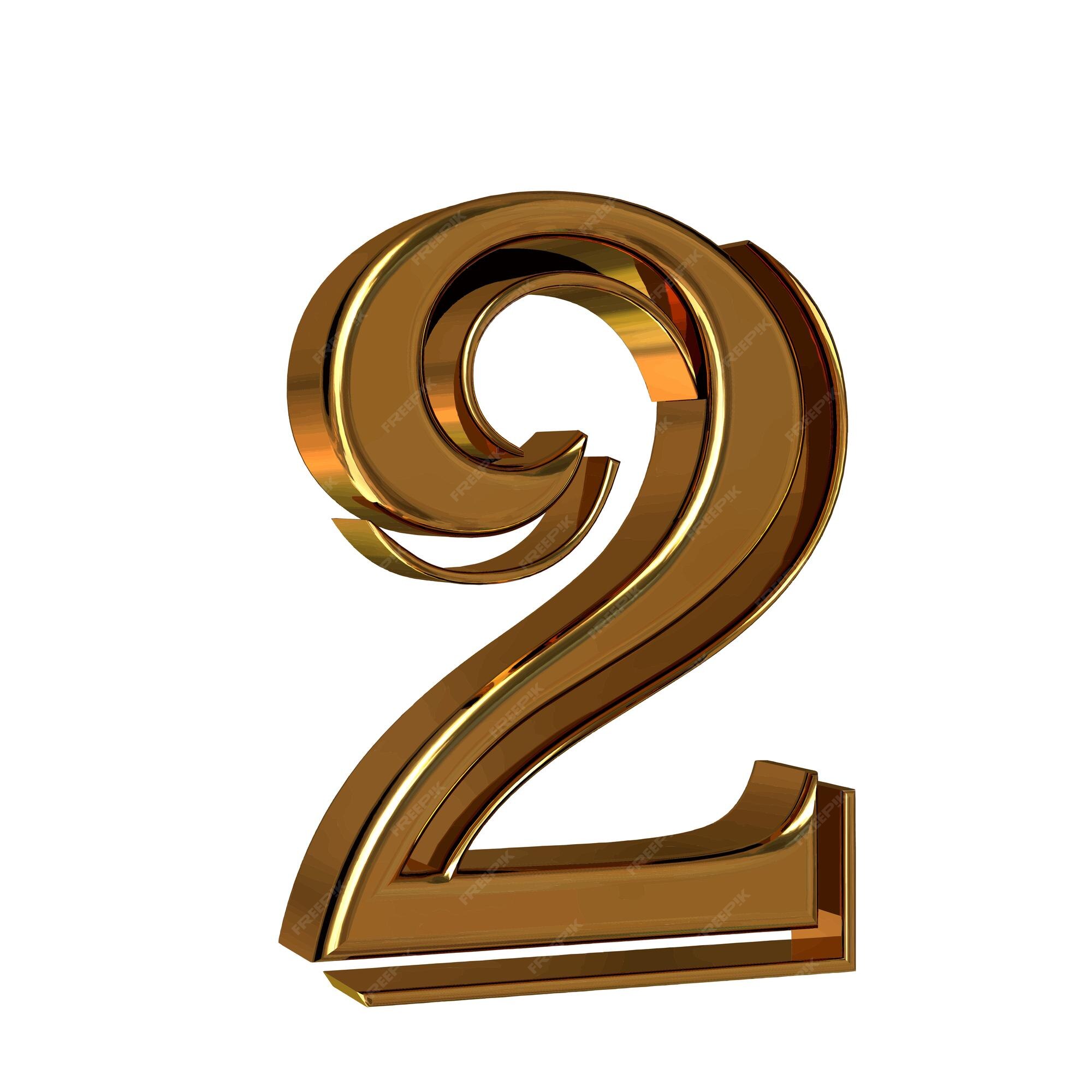 Premium Vector | Symbol 3d made of gold number 2